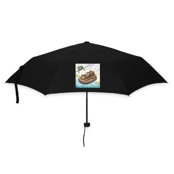 Steampunk Airboat River Chase - Umbrella (small) - black - Front