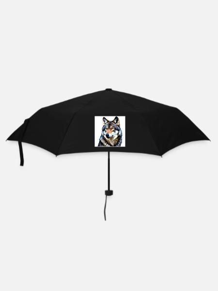 Portrait of a wolf with yellow eyes - Umbrella (small) - black