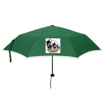 Büffelhorde in Bewegung - Regenschirm (klein) - Flaschengrün - Vorne