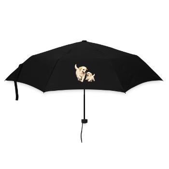 Mom and her baby are happily running down the street - Umbrella (small) - black - Front