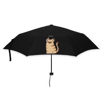 Cat Headset Music Lofi Chillhop Gift Idea - Umbrella (small) - black - Front