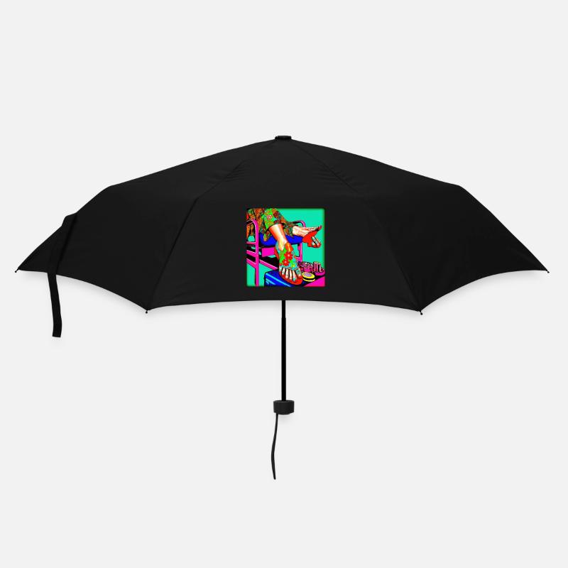 Fusspflege Pop Art bunt - Regenschirm (klein) - Schwarz