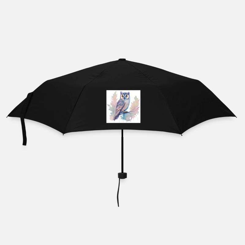 Eule - Regenschirm (klein) - Schwarz