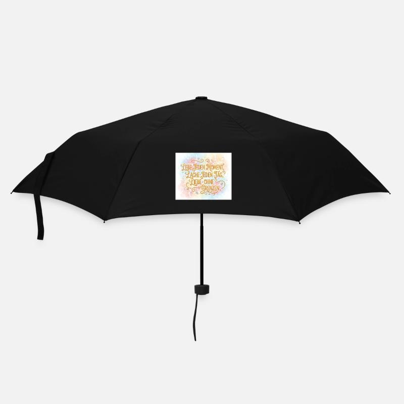Lebe Jeden Moment Lache Jeden Tag - Regenschirm (klein) - Schwarz