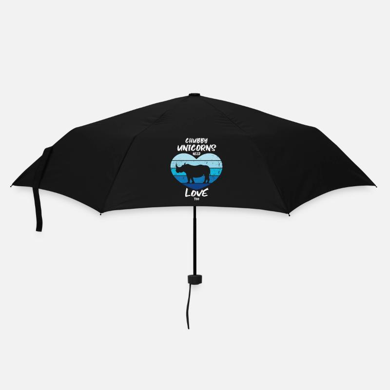 Auch dicke Einhörner brauchen Liebe - Regenschirm (klein) - Schwarz