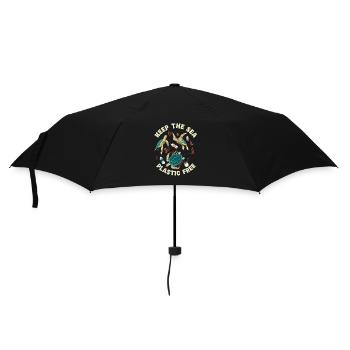 Keep The Sea Plastic Free Turtle Motif - Umbrella (small) - black - Front