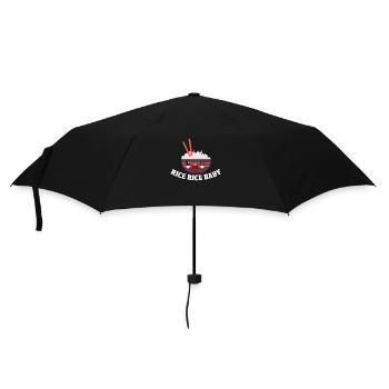 Bol de riz de dessin animé drôle avec des baguettes - Riz - Parapluie standard - noir - Devant