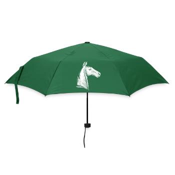 Silhouette minimaliste de portrait de cheval - Parapluie standard - vert bouteille - Devant