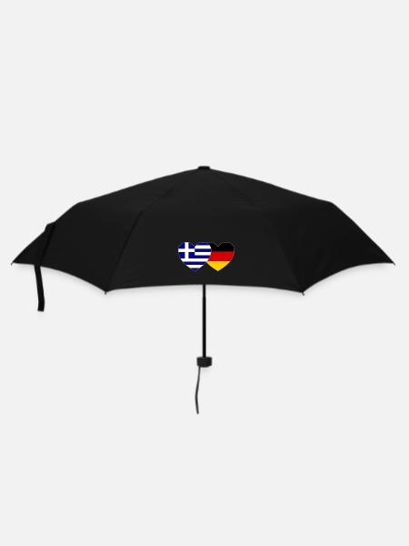 Griechenland Deutschland Flagge Herz - Regenschirm (klein) - Schwarz