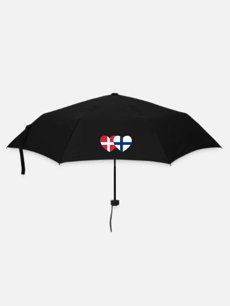 Dänemark Finnland Flagge Herz - Regenschirm (klein) - Schwarz
