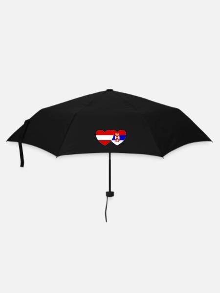 Österreich Serbien Flagge Herz - Regenschirm (klein) - Schwarz