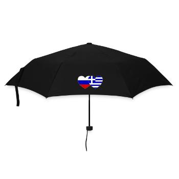 Russland Griechenland Flagge Herz - Regenschirm (klein) - Schwarz - Vorne