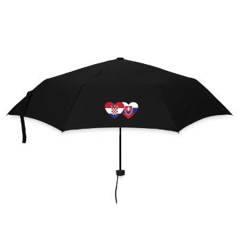 Kroatien Slowakei Flagge Herz - Regenschirm (klein) - Schwarz - Vorne