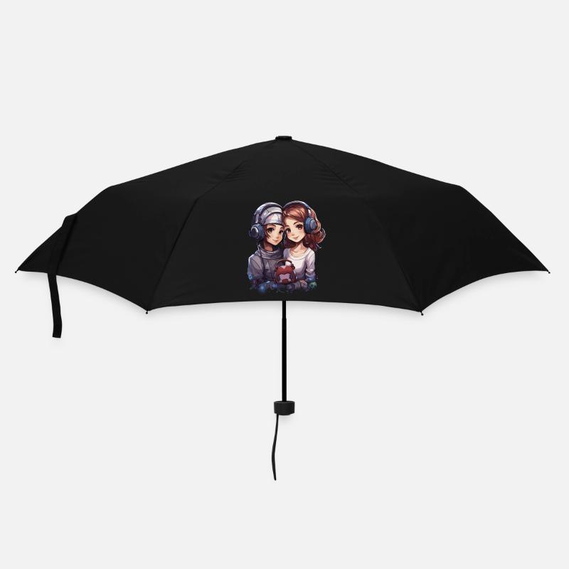 Friends Design im Anime Style - Regenschirm (klein) - Schwarz