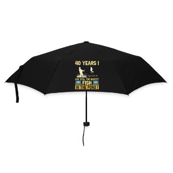40 Years Fishing Enthusiast 40th Anniversary Fisherman - Umbrella (small) - black - Front
