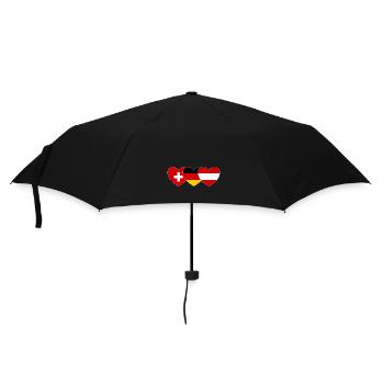 Switzerland Germany Austria Flag Heart - Umbrella (small) - black - Front