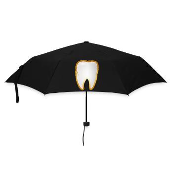 Ein Zahn im goldenen Rahmen Goldzahn Style - Regenschirm (klein) - Schwarz - Vorne