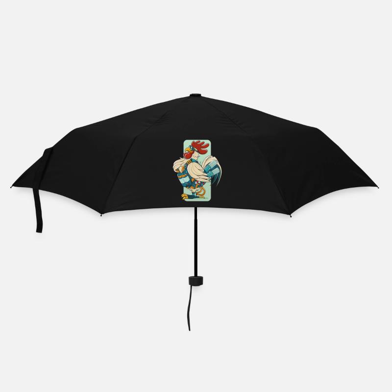 Steampunk Rooster (Black Perimeter) - Umbrella (small) - black