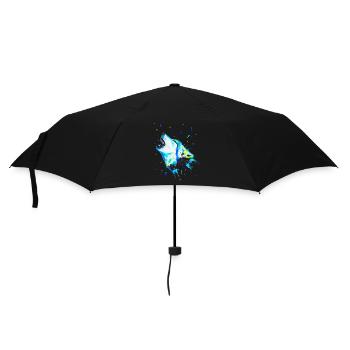 Loup hurlant bleu - Parapluie standard - noir - Devant