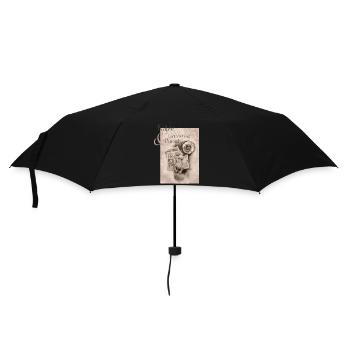 Katze, Gartenzeitung und Punsch II - Regenschirm (klein) - Schwarz - Vorne