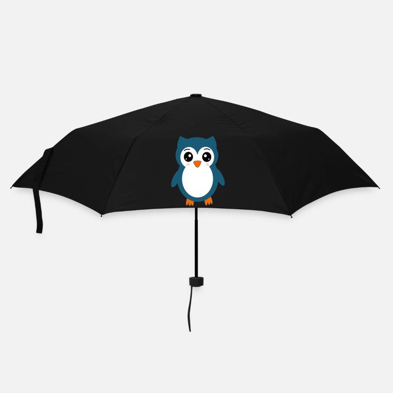 Eule blaue Eule - Regenschirm (klein) - Schwarz