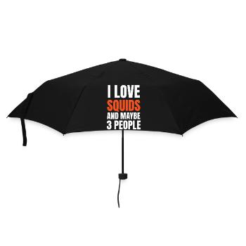 Ich liebe Tintenfische und vielleicht 3 Leute lustig - Regenschirm (klein) - Schwarz - Vorne