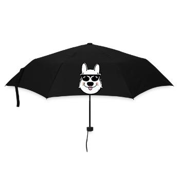 Lustig Hund mit sonnenbrille - Regenschirm (klein) - Schwarz - Vorne