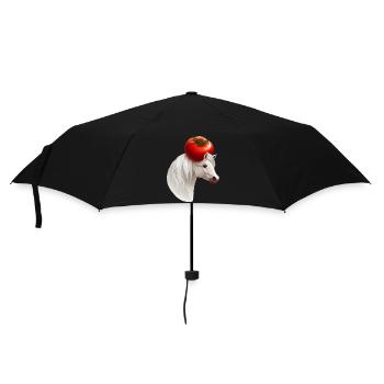 Tomatenkopf-Pferd - Regenschirm (klein) - Schwarz - Vorne