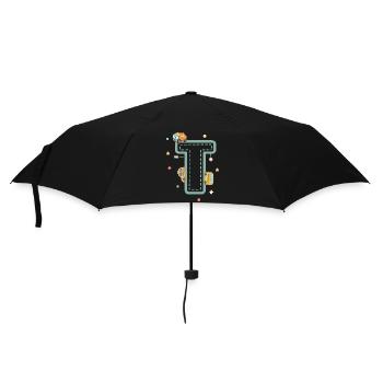Buchstabe t Fahrzeug - personalisiertes Kindergeschenk - Regenschirm (klein) - Schwarz - Vorne