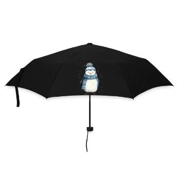 Pinguin-T-Shirt: Verspielter arktischer Charme - Regenschirm (klein) - Schwarz - Vorne
