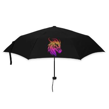 Fantasy Drache Anime Drachenkopf Mythisches Reptil - Regenschirm (klein) - Schwarz - Vorne