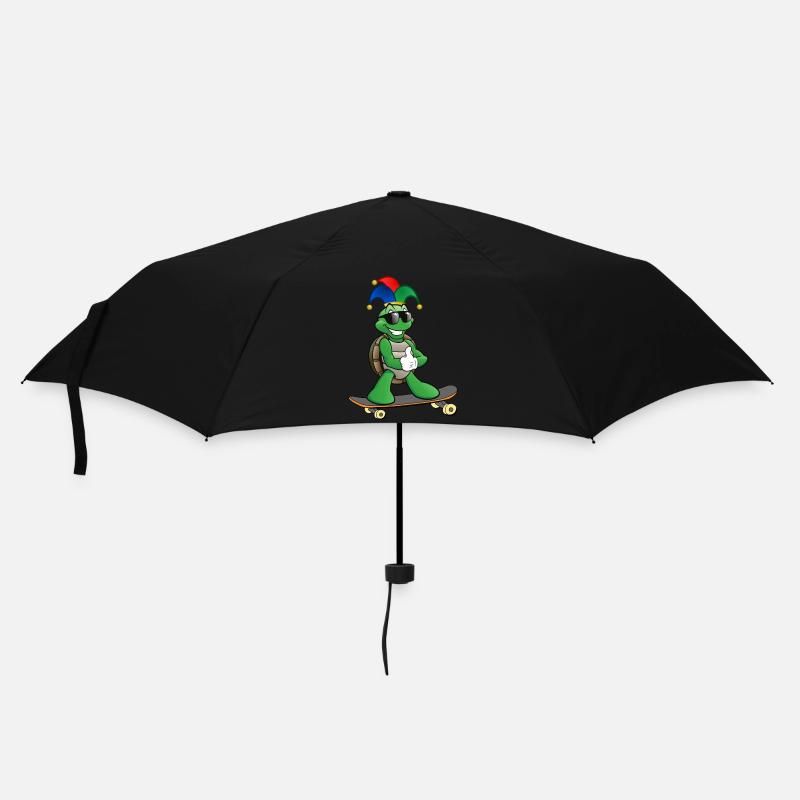 Schildkröte, Schildkröte auf Skateboard - Regenschirm (klein) - Schwarz