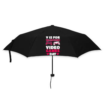 V est pour [Saint-Valentin] Journée des jeux vidéo - Parapluie standard - noir - Devant