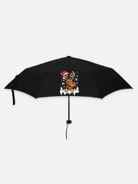 Cooles Rentier Weihnachtsmütze Schnee Weihnachten - Regenschirm (klein) - Schwarz
