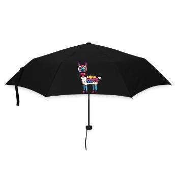 Alpaka Llama Halloween Tier - Regenschirm (klein) - Schwarz - Vorne