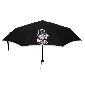 Schneemann mit Zuckerstange - Regenschirm (klein) - Schwarz - Vorne