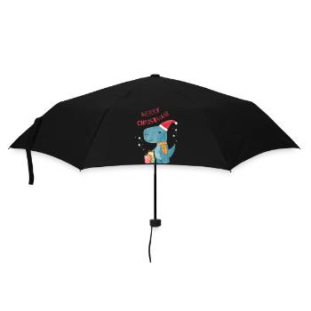 Christmas Dino - Regenschirm (klein) - Schwarz - Vorne
