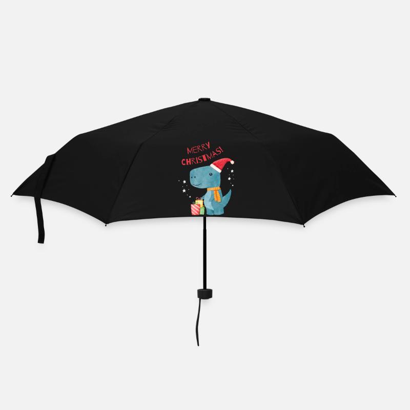 Christmas Dino - Regenschirm (klein) - Schwarz