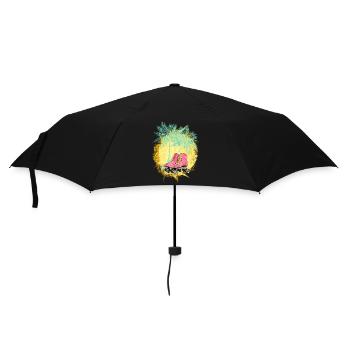 Sommer Sonne Palmen Urlaub - rosa Rollschuhe 60er - Regenschirm (klein) - Schwarz - Vorne