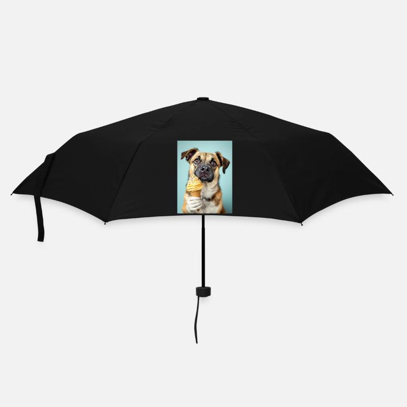 Hund mit Eis - Regenschirm (klein) - Schwarz