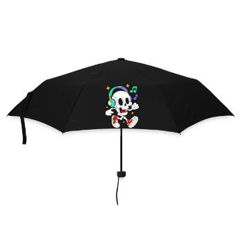 Music Loving Skeleton with Headphones - Umbrella (small) - black - Front