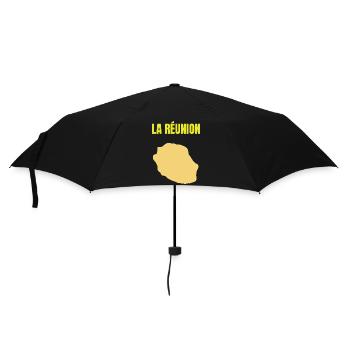 T-shirt carte La Réunion île dorée - Parapluie standard - noir - Devant