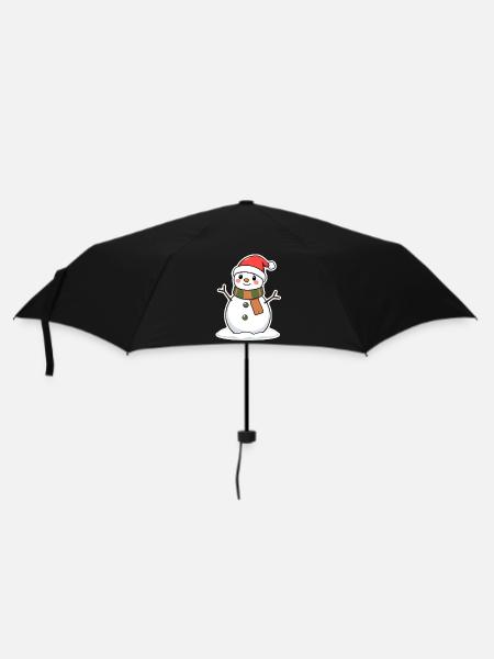 Schneemann - Regenschirm (klein) - Schwarz
