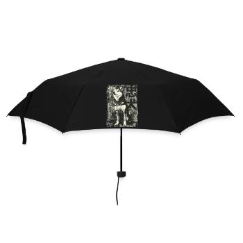 Akita Inu Porträt – 忠犬 Urban Art - Regenschirm (klein) - Schwarz - Vorne