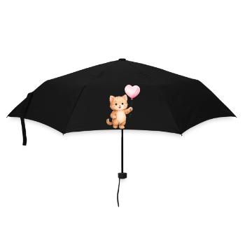 Herzballon Katze - Regenschirm (klein) - Schwarz - Vorne