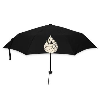 Basketball In Flammen - Basketball - Regenschirm (klein) - Schwarz - Vorne