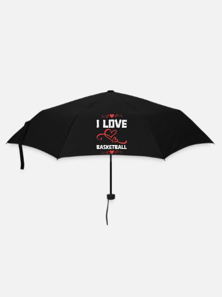 Ich liebe Basketball Herzen - Regenschirm (klein) - Schwarz