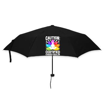 Vorsicht - Chakra-Profi - Regenschirm (klein) - Schwarz - Vorne