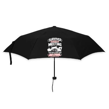 Überlebt: Meeting statt E-Mail - Regenschirm (klein) - Schwarz - Vorne