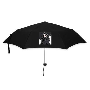 Femme Anime Rétro-Futuriste En Noir - Parapluie standard - noir - Devant